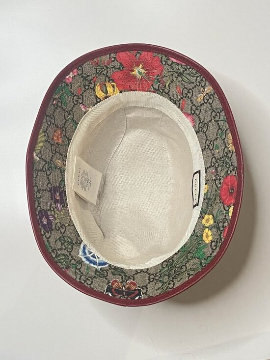 Auth. Gucci GG Flora Supreme Fedora Hat Floral Monogram Sz S 56cm Box Dust Bag main image 8